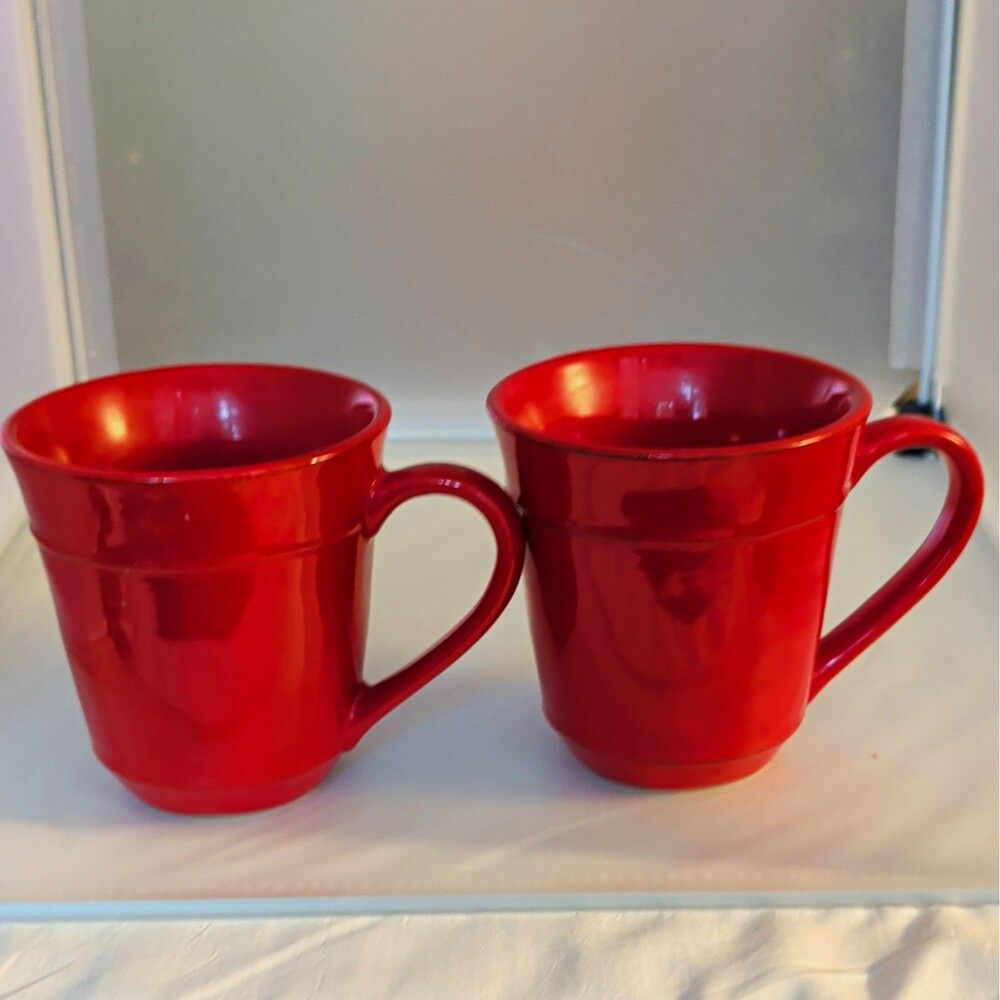 Certified International Tuscany Red Stoneware Mug Set of 2 24 oz Microwave Safe